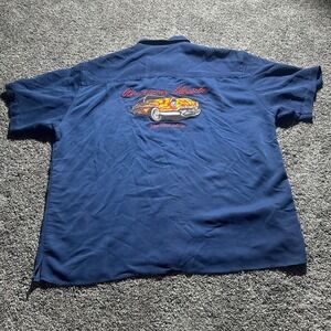 Vintage Culverna American Originals Shirt XL Navy Blue‎ Hot Rod Shop Loop Collar